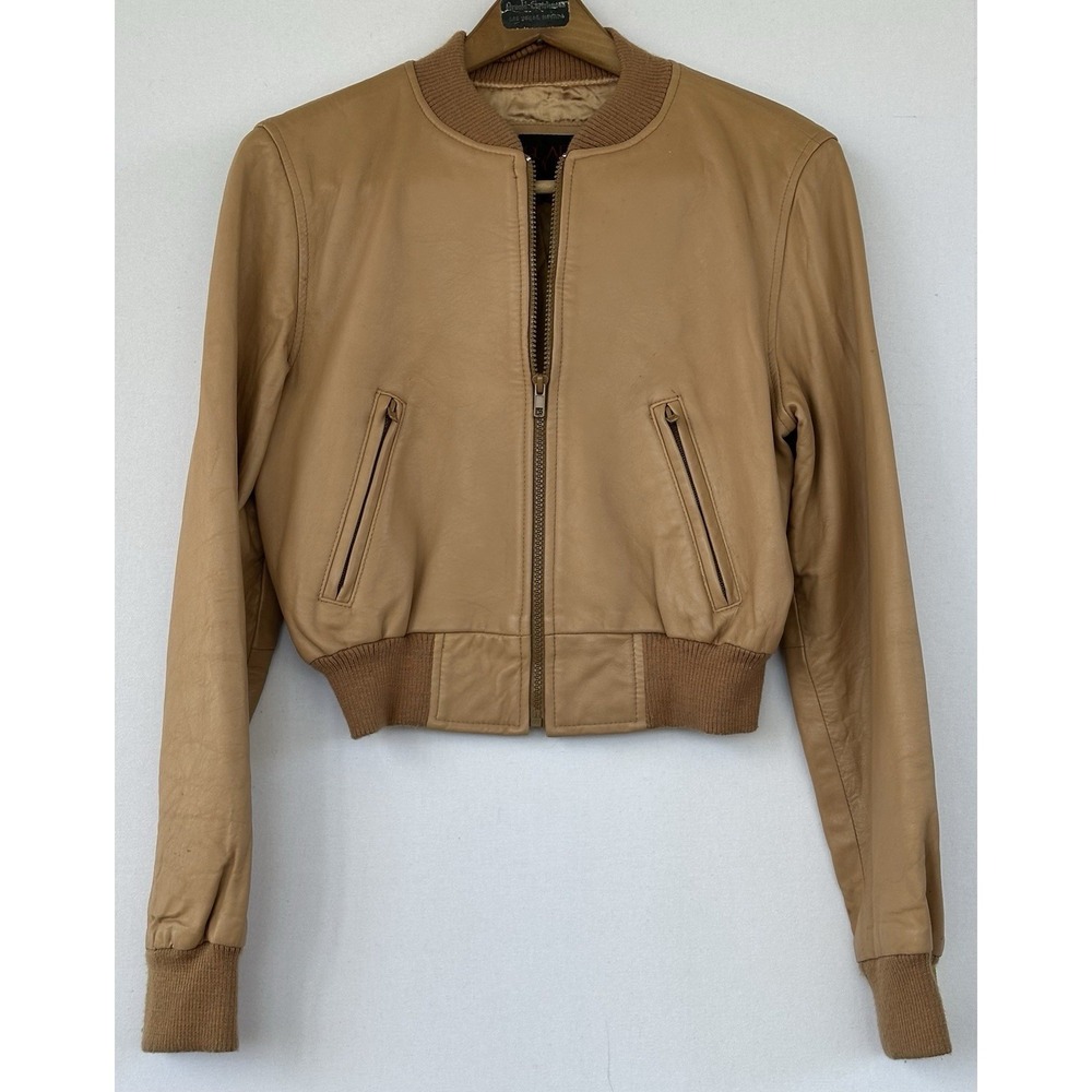 Oscar Leopold Lambskin Leather Jacket Zip Women's S Retro Rock
